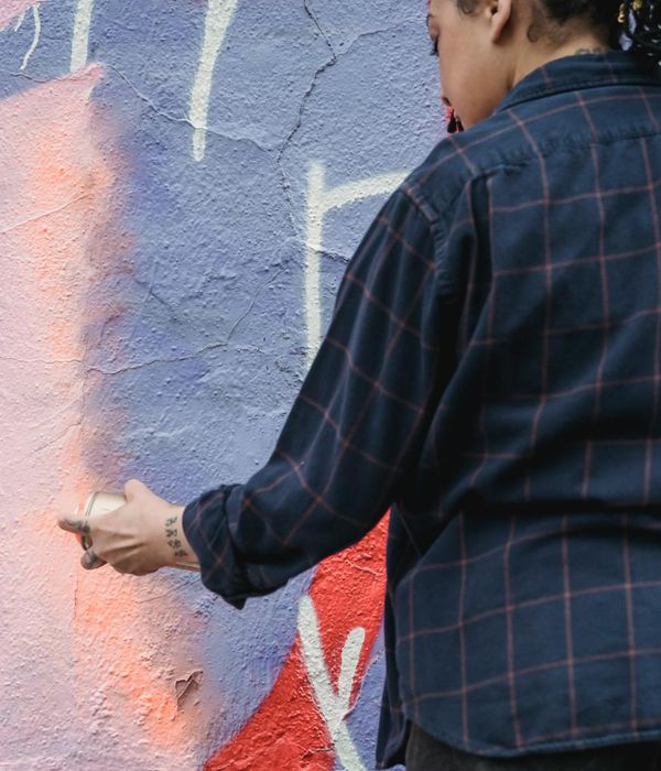 Urban graffiti style Big Almaty Lake with neon colors and spray paint texture